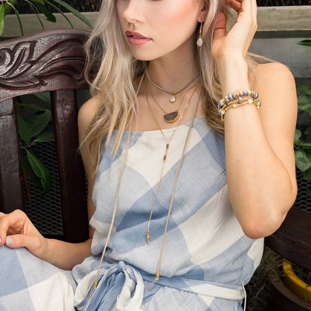 Smoky Quartz Lariat Style Necklace